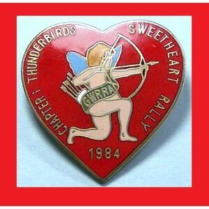 Vintage GWRRA Gold Wing 1984  Thunderbirds MC  1st V Sweetheart Rally Heart pin